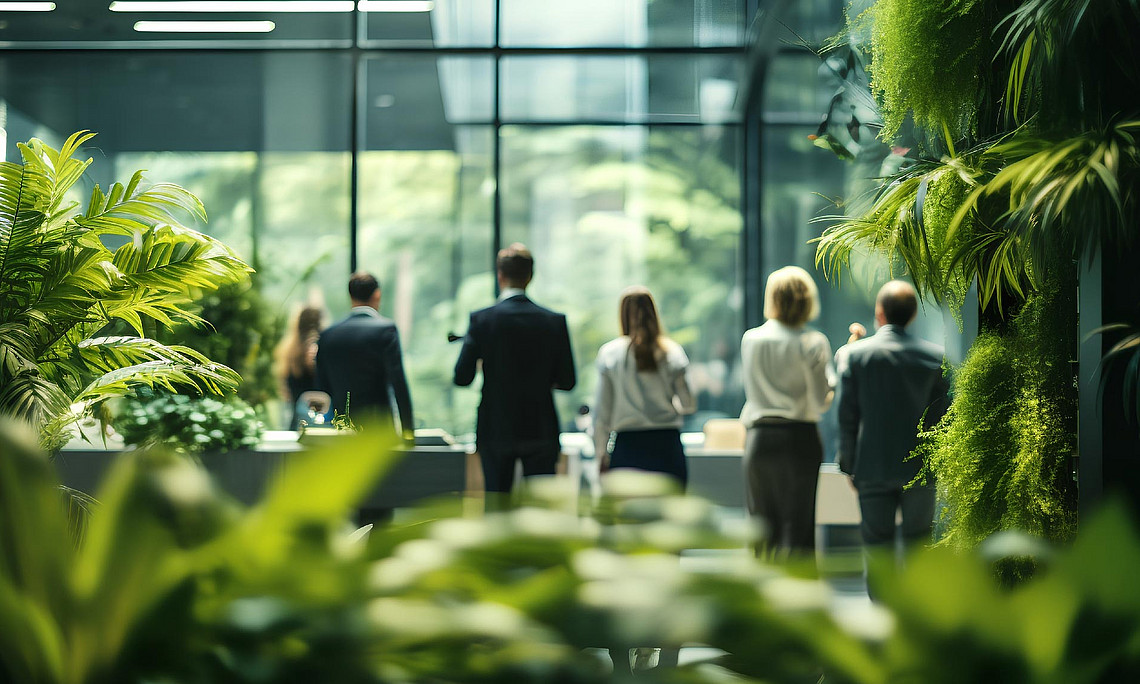 Nachhaltigkeitsmanagement im Unternehmen: Team im grünen Büro