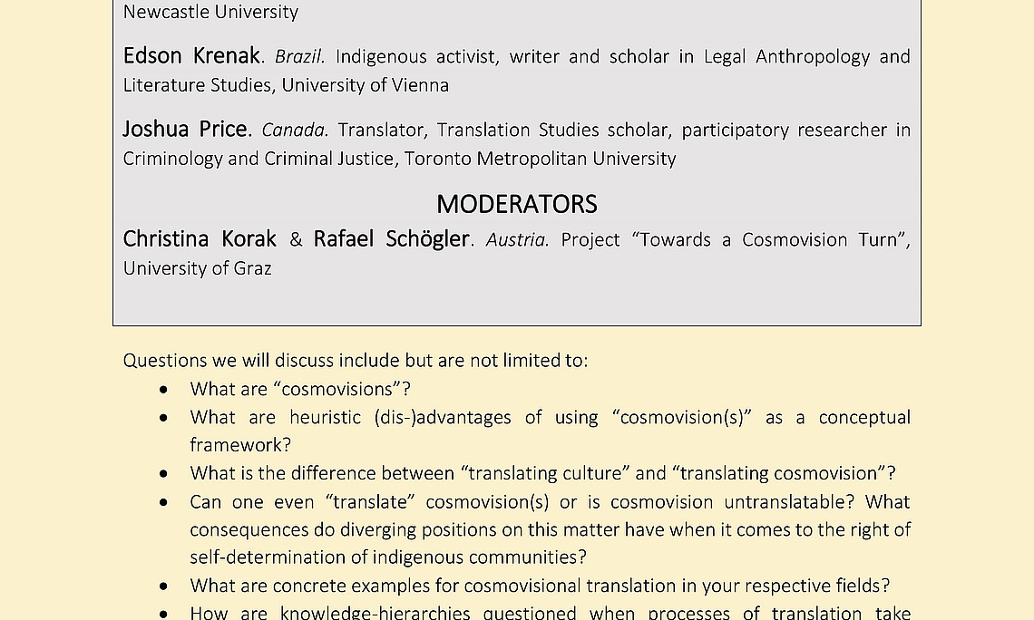 Online round table - Translation and Cosmovision - poster