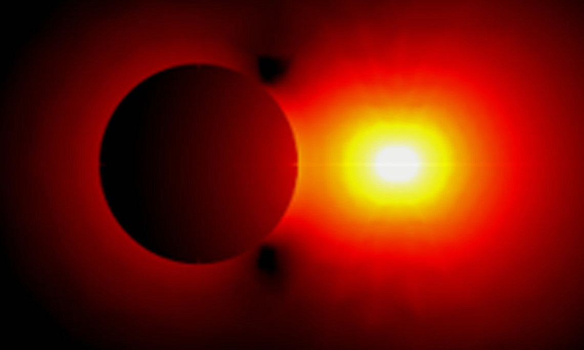 Simulation optischer Nahfelder um eine metallische Nanokugel.