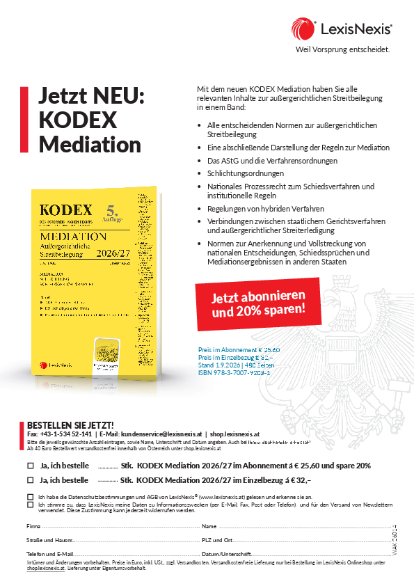 Bestellformular für Kodex Mediation 
