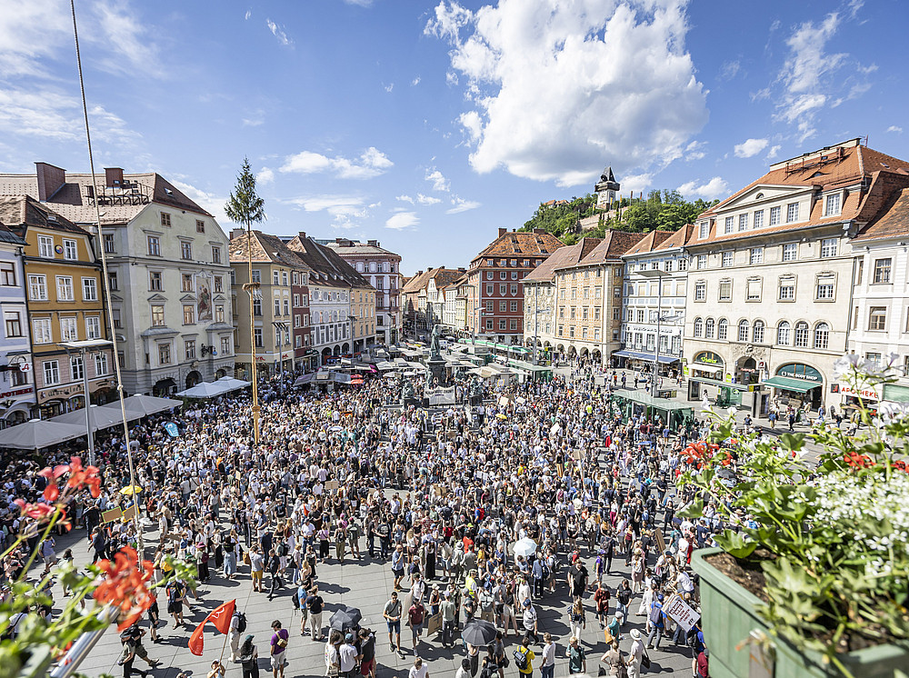 Demonstration am Hauptplatz Graz ©Foto Fischer