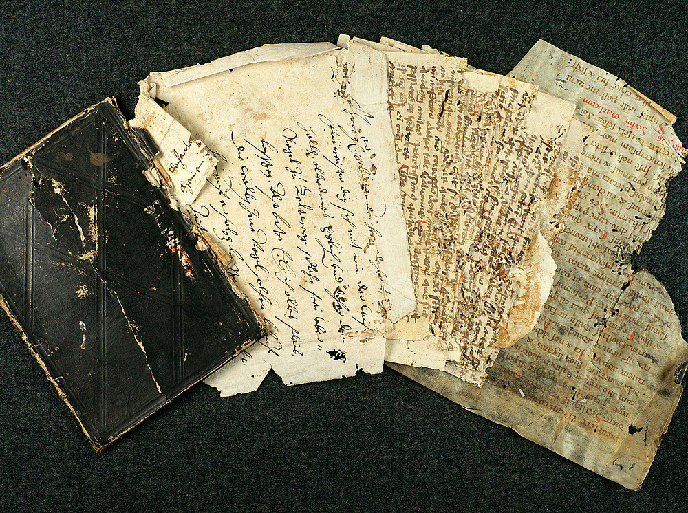 Collage of question elements from manuscripts 