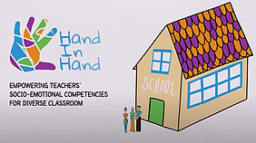Bild des Videos des Projektes Hand in Hand: Logo und ein Schulhaus mit Menschen davor