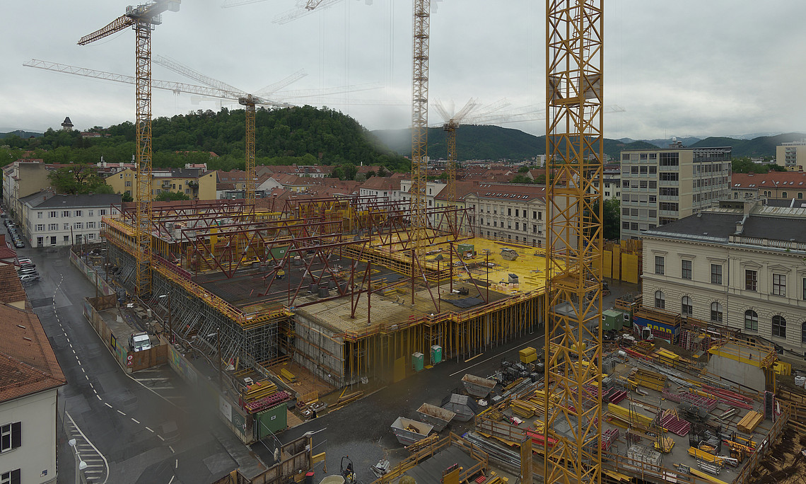 Webcam: Blick auf Baustelle vom Hauptgebäude aus