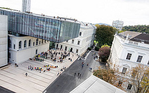 Vogelperspektive der Universitätsbibliothek Graz ©Uni Graz / Kanizaj