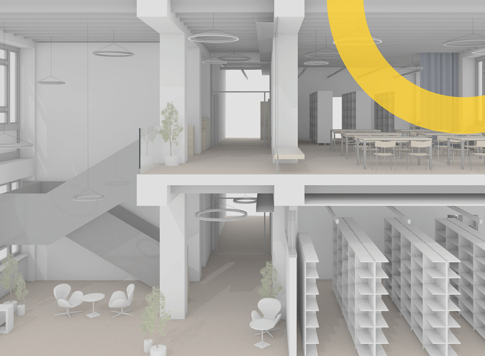 Rendering der neuen Fachbibliothek Geschichte ©Rendering: Tritthart+Herbst Architekten