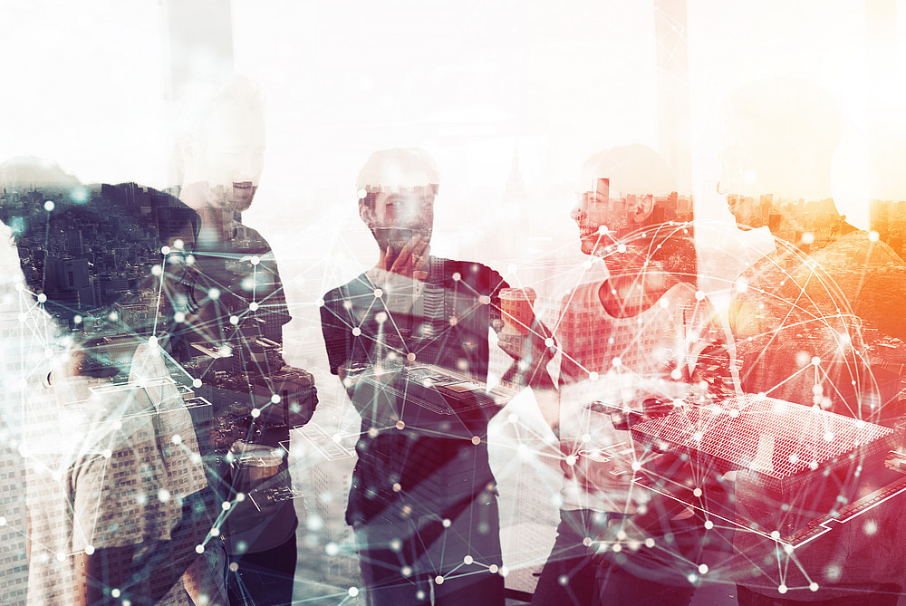 Abstract concept of network infrastructure. Double exposure effectsAbstract concept of network infrastructure. Double exposure effects ©Alphaspirit - stock.adobe.com