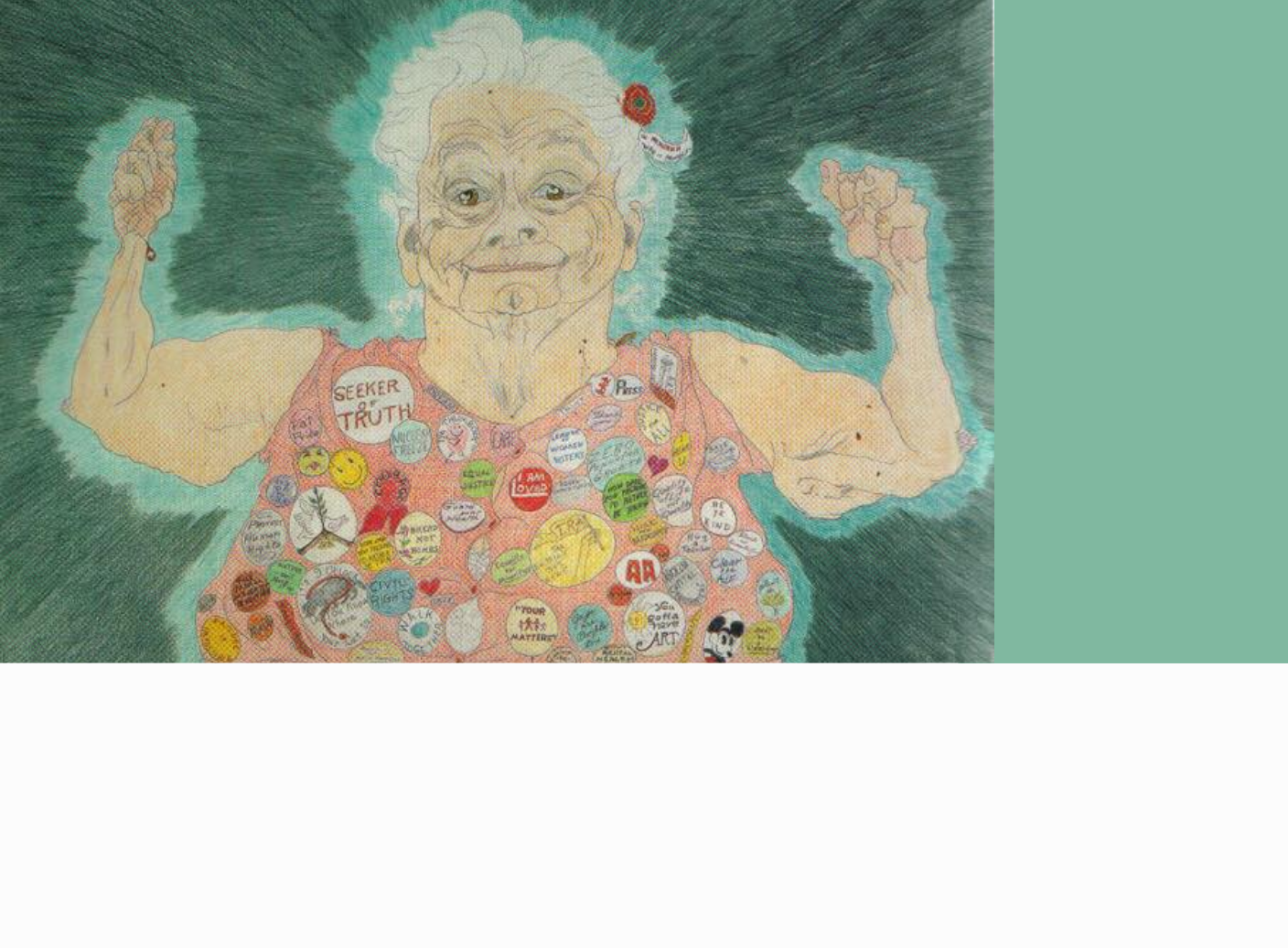 image ©Elizabeth Layton "Buttons - Her Strength is in Her Principles"