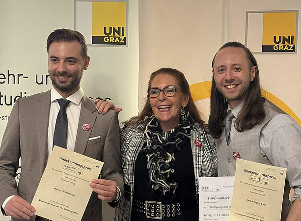 Christoph Kreuz und Wolfgang Braza mit Dekanin Gabriele Schmölzer. 