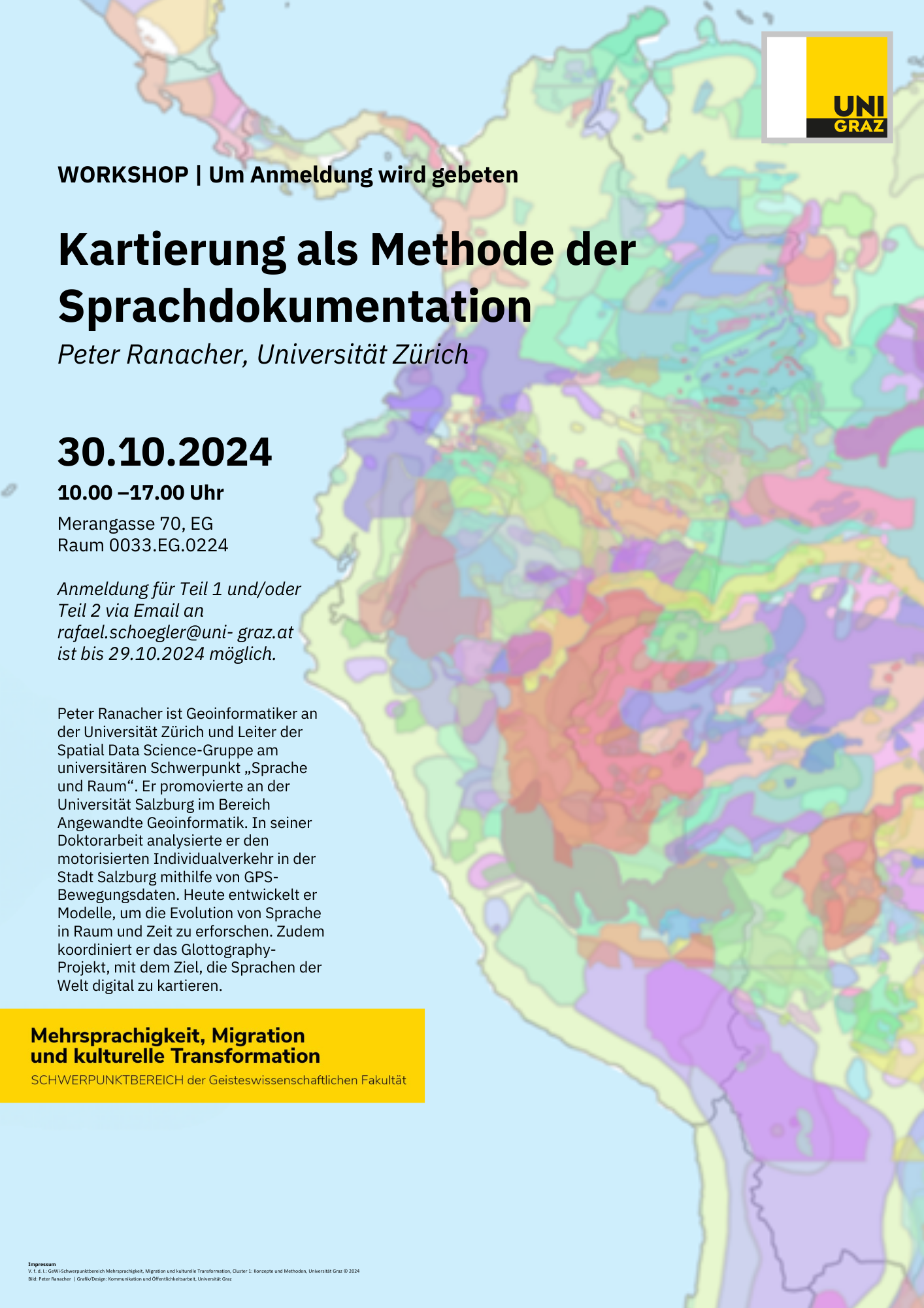 Ankündigungstext vor farbkodierter Karte 