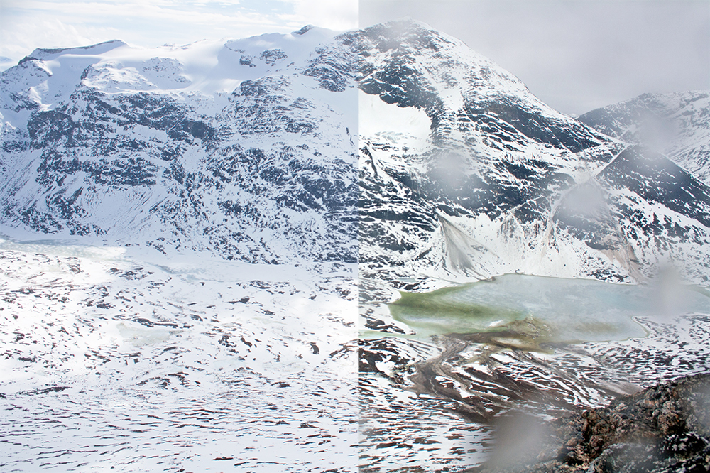 Vor und nach dem außergewöhnlichen Lawinenereignis: die Bilder wurden mit nur einem Tag Abstand aufgenommen. Fotos: Greenland Ecosystem Monitoring 