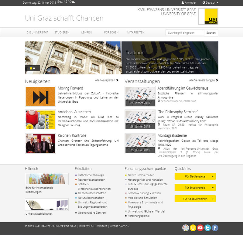 Ansicht der Portalseite in einem PC-Browser. 
