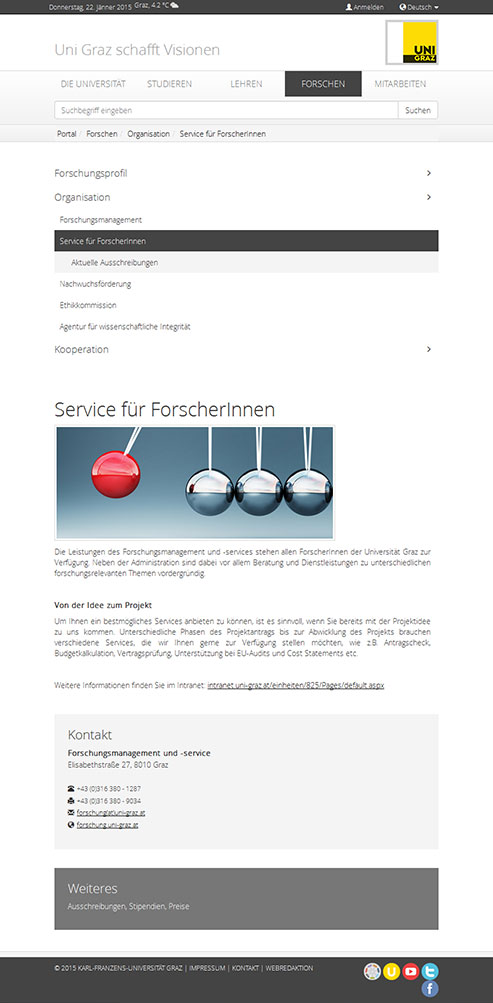 Die Menüführung ist auch auf mobilen Geräten wie Handys bequem bedienbar. 