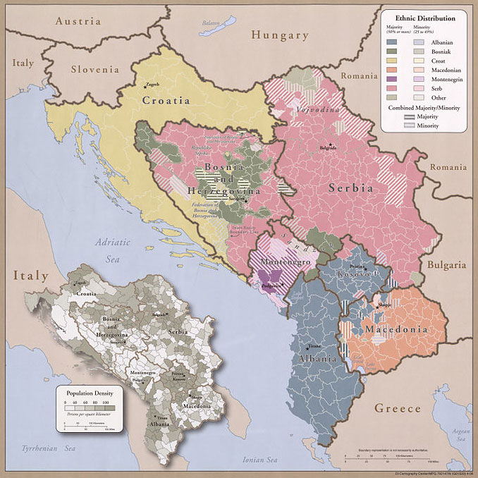 Die Verteilung der verschiedenen Ethnien in den Westbalkan-Staaten 2008. Grafik: Wikimedia Commons 
