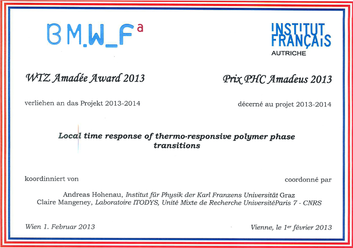 Die Amadee-Urkunde, die Andreas Hohenau und Claire Mangeney für ihr Projekt erhielten. 