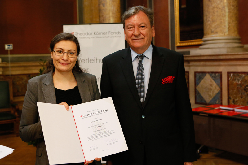 Verena Lorber mit dem Kuratoriumspräsident des Theodor-Körner-Fonds Herbert Tumpel. Foto: Christian Fischer. 