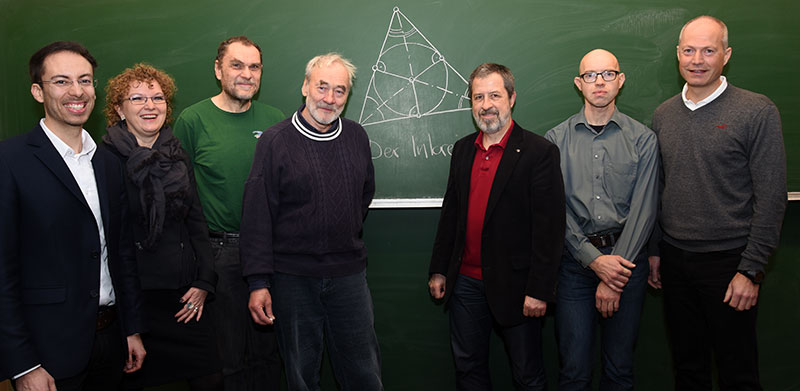 Robert Schütky, Michaela Kraker, Robert Geretschläger, Hans Walser, Bernd Thaller, Johannes Wallner und Günter Maresch. Foto: Uni Graz/Kastrun. 