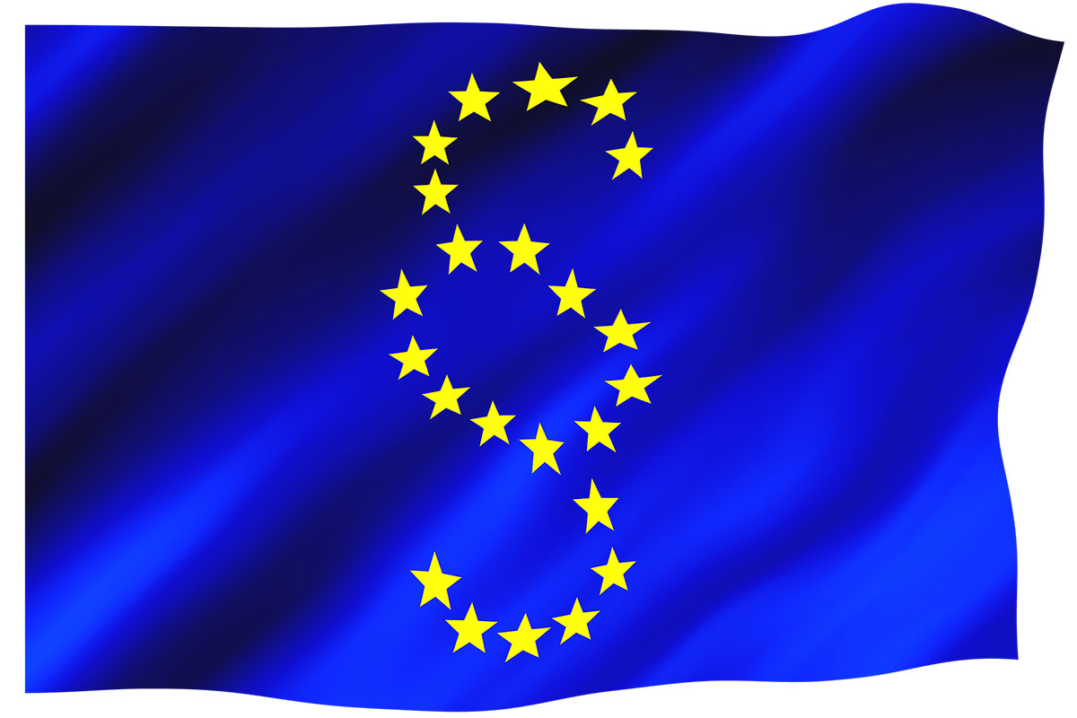 blaue Flagge mit gelben Sternen, die einen Paragraphen formen. Foto: pixabay 