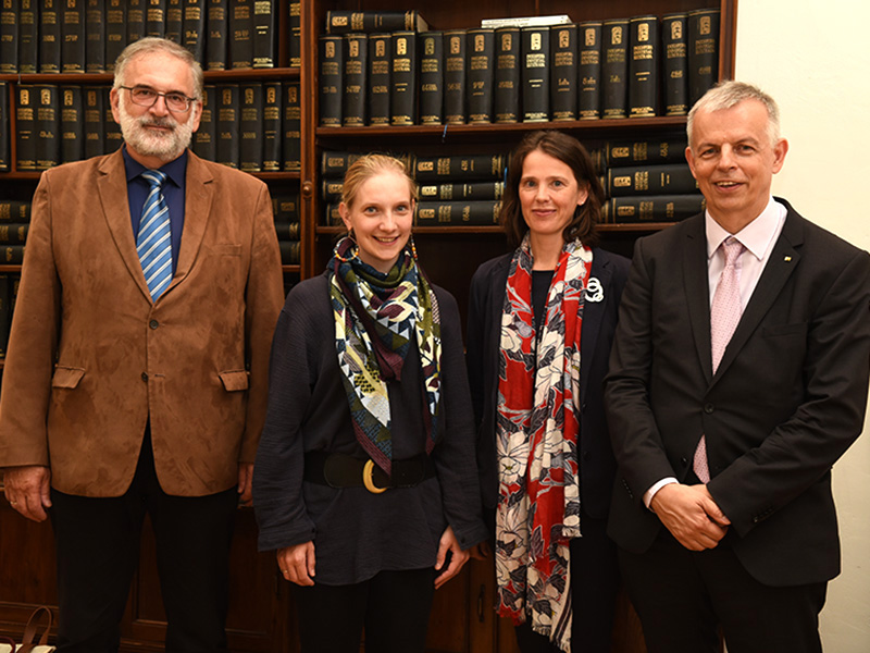 Diskussion über PISA und Co.: GEWI-Dekan Michael Walter, Sigrid Hartong, Gudrun Salmhofer und Alois Ecker (v. l.) Foto: Uni Graz/Schweiger 