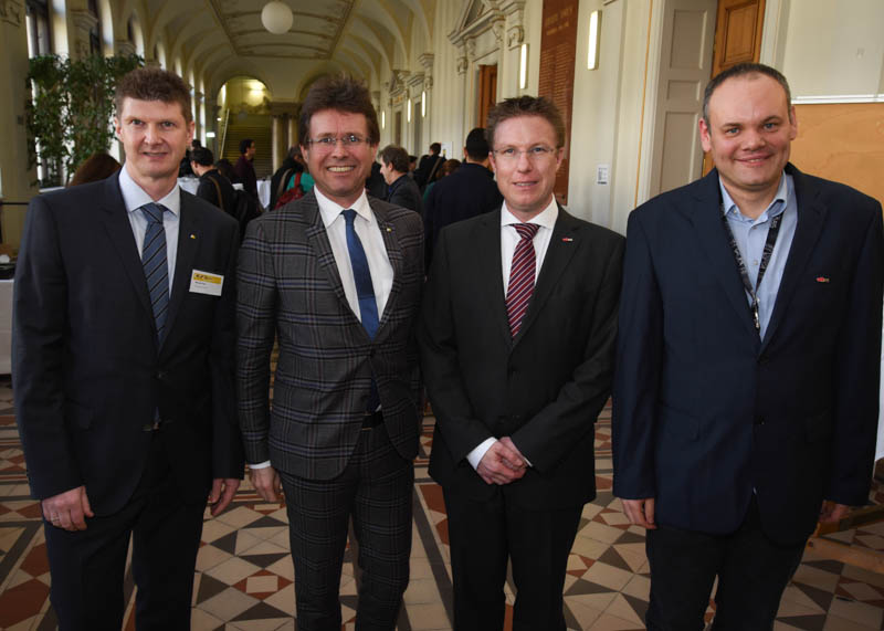 Eröffneten die #emoocs2016: Michael Kopp, Martin Polaschek, Detlef Heck und Martin Ebner. Foto: Uni Graz/Tzivanopoulos 