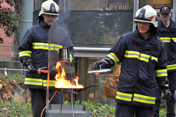 Bei Öl die Flammen immer ersticken 