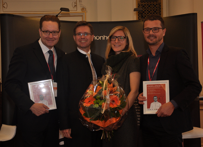 Uniport-Senior Marketing Manager Alexander Nagel, Sigrid Maxl-Studler vom Career Center der Uni Graz, Vizerektor Martin Polaschek und Uniport-Geschäftsführer Bernhard Wundsam (v.l.) eröffneten die Excellence14. 