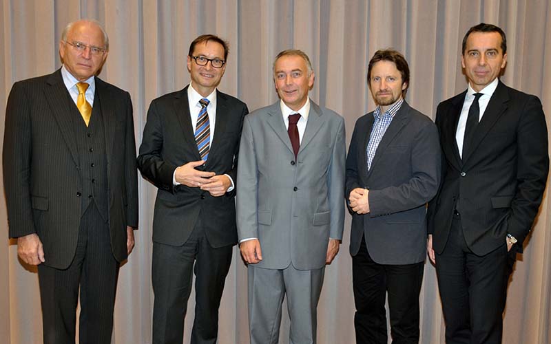 Claus Raidl, Wolfgang Bretschko, Hans-Ferdinand Angel, Ernst Sittinger, Christian Kern (v.l.) 
