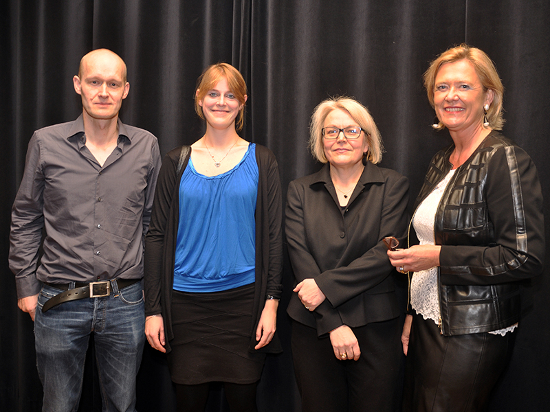 Literarisch-wissenschaftliches Quartett: Arno Geiger, Johanna Zeisberg, Anne-Kathrin Reulecke und Regina Roller-Wirnsberger (v.l.), Foto: Uni Graz/Schweiger 
