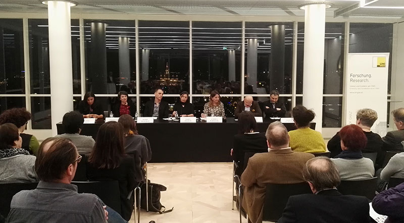 Diskutierten über Integration: Tekkal, Diendorfer, Heinisch, Bischof, Warnecke, Marko und Baghajati (v.l.). Foto: Lakitsch. 