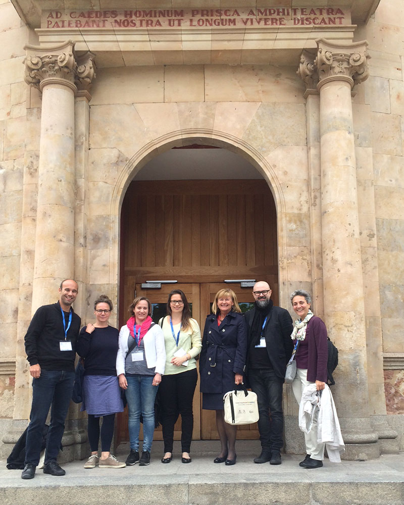 Die Grazer Delegation in Salamanca: Mario Müller, Judith Laister, Bernadette Biedermann, Alexandra Dorfer, Christa Neuper, Gerald Lind und Diana Afrashteh (v.l.). Foto: BIB. 