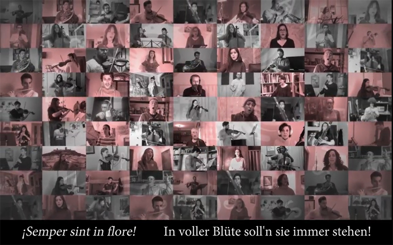Gemeinsames Musizieren über räumliche und sprachliche Grenzen hinweg: das zeigt die Arqus-Allianz in Corona-Zeiten. Foto: YouTube. 
