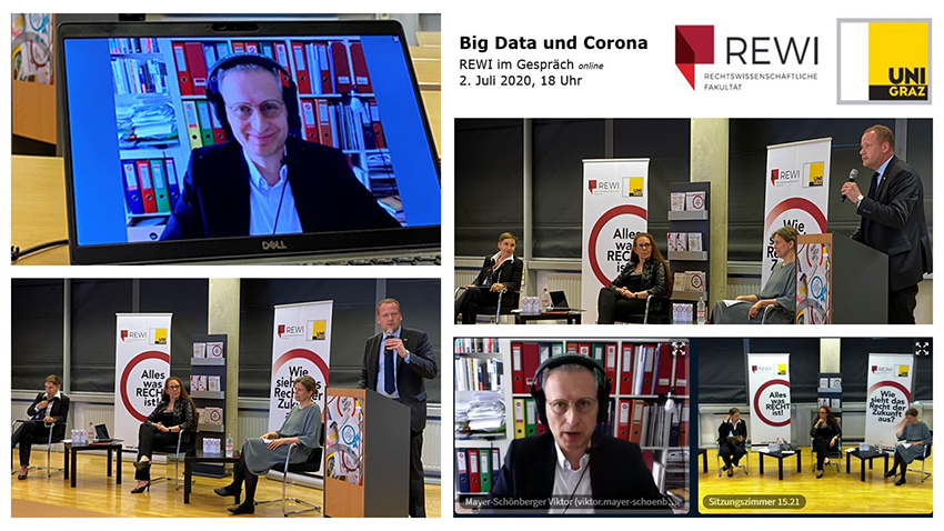 Diskussion live und online: "REWI im Gespräch" fand auf beiden Kommunikationswegen erstmals und erfolgreich statt. Foto: REWI-Dekanat. 