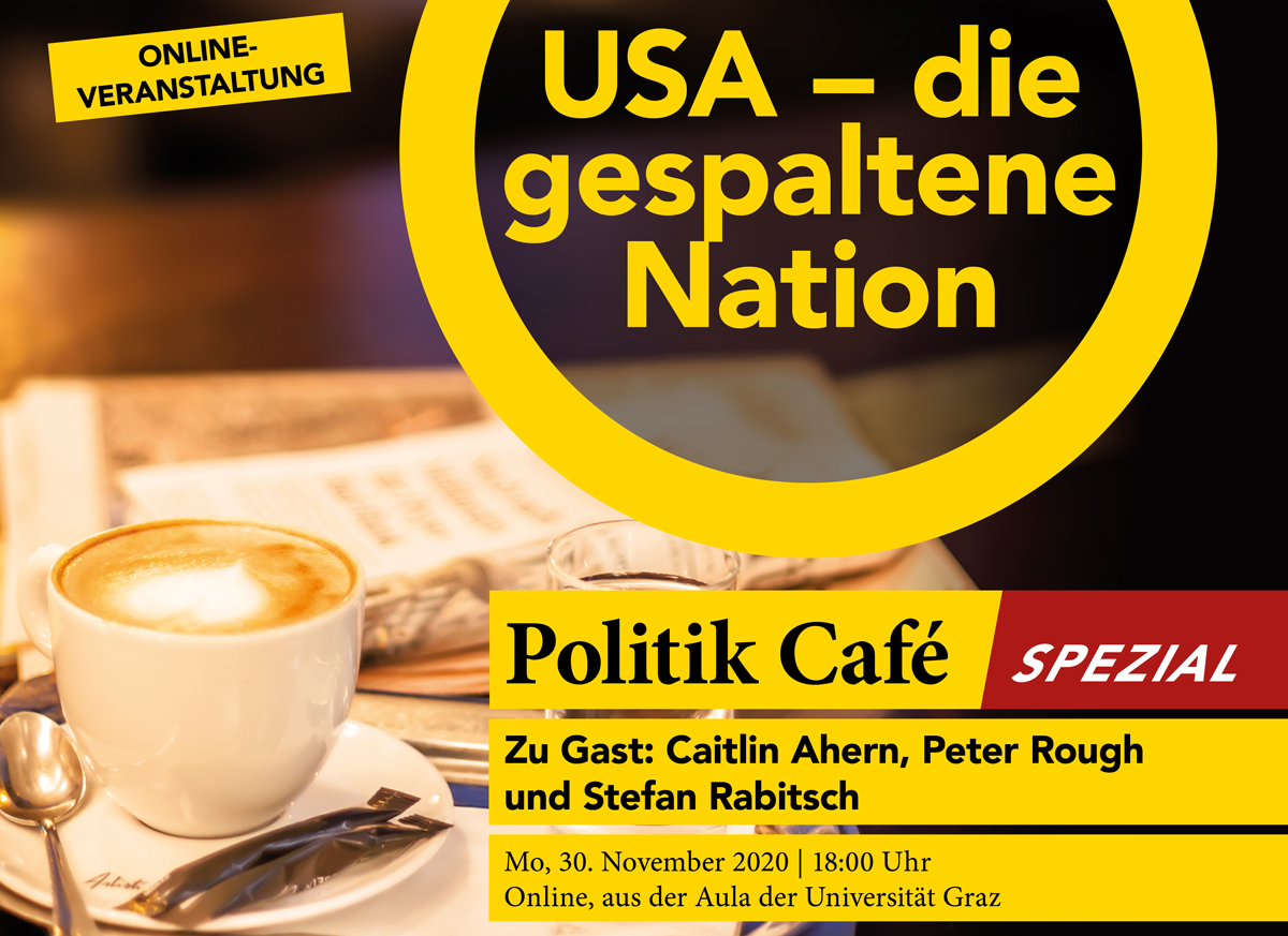 Das Politik Café zum Ausgang der US-Wahl findet wieder Online statt und wird über Youtube gestreamt. Foto: Uni Graz 