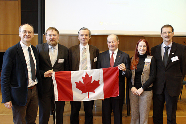 Klaus-Dieter Ertler (Uni Graz), Martin Kuester (Universität Marburg), Patrick Imbert, Alex McNiven, Botschaftrat, Botschaft von Kanada in Wien, Yvonne Völkl und Martin Löschnigg (Uni Graz). (v.l.) 