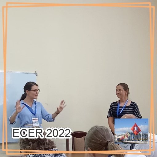 Foto Edvina Bešić und Silvia Kopp-Sixt bei der Projektpräsentation DigIn ECER 2022 Copyright Edvina Bešić 