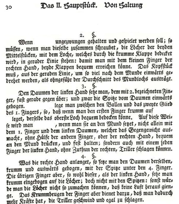 Text in Frakturschrift, verfasst von Johann Joachim Quantz.