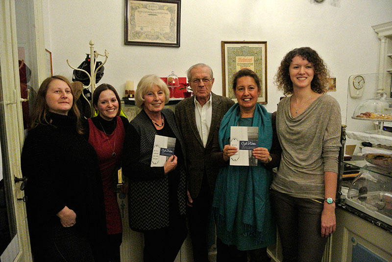 Die - bald ehemaligen - Pächterinnen Beatrix Frodl und Jördis Waldhuber-Orac mit Hugo Fotter mit Ehefrau, Kunsthistorikin Margit Stadlober und Christina Pichler. Foto: KK 